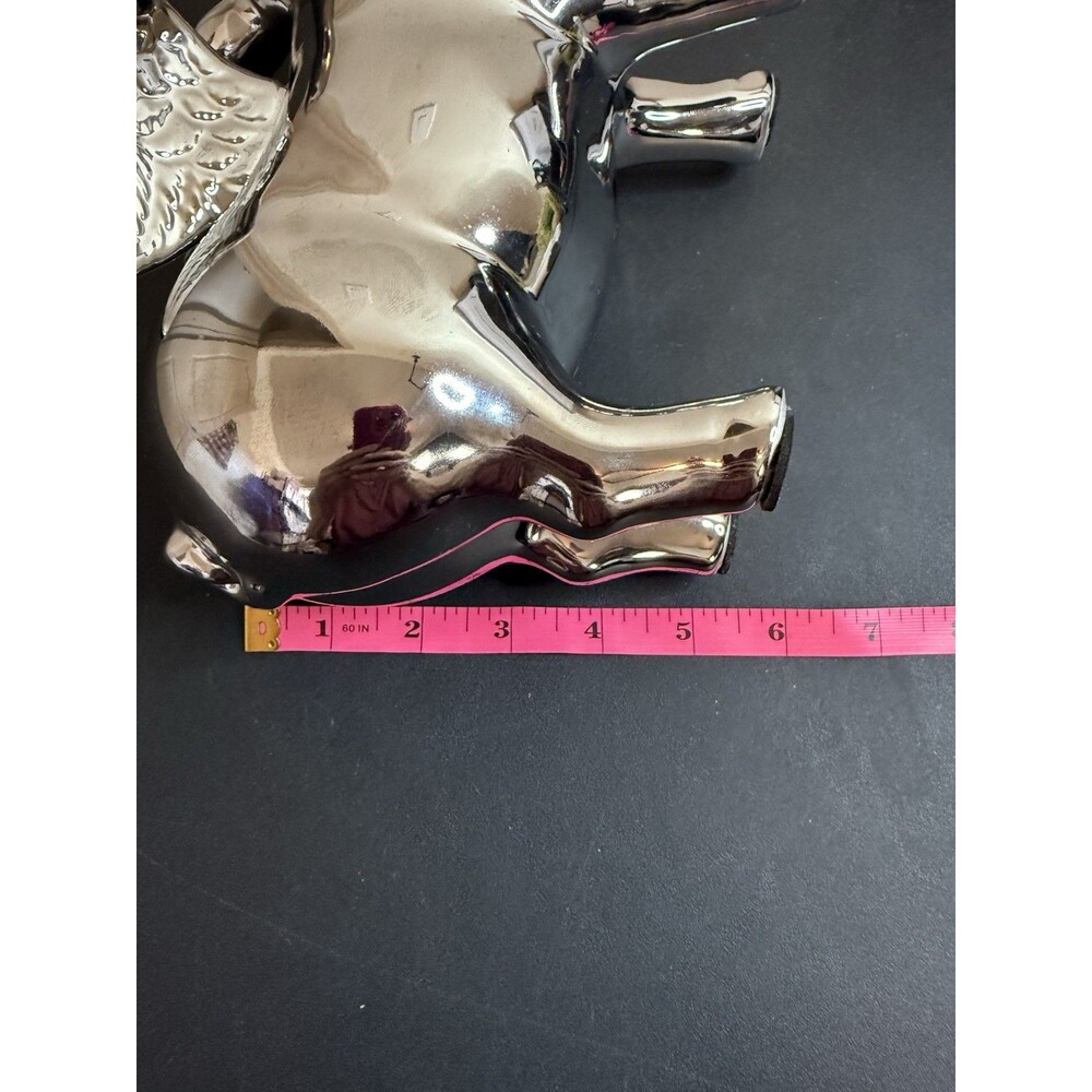 When Pigs Fly Metal Figure Statue Flying Pig Chrome Finish 11.5"x5"x4" - Picture 11 of 12